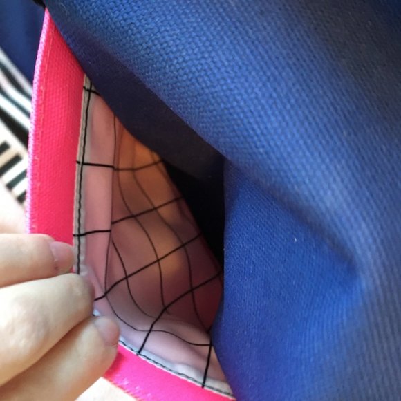 kate spade saturday blue pink large weekender travel gym tote bag - Picture 4 of 16